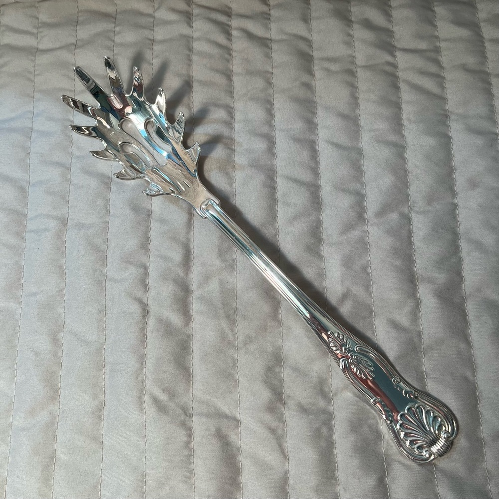 VTG Sheffield Silver Co. Pasta server Silverplate flatware Kings pattern 11 in